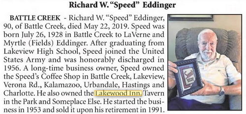 Lakewood Inn - 2019 Obit For Original Owner (newer photo)